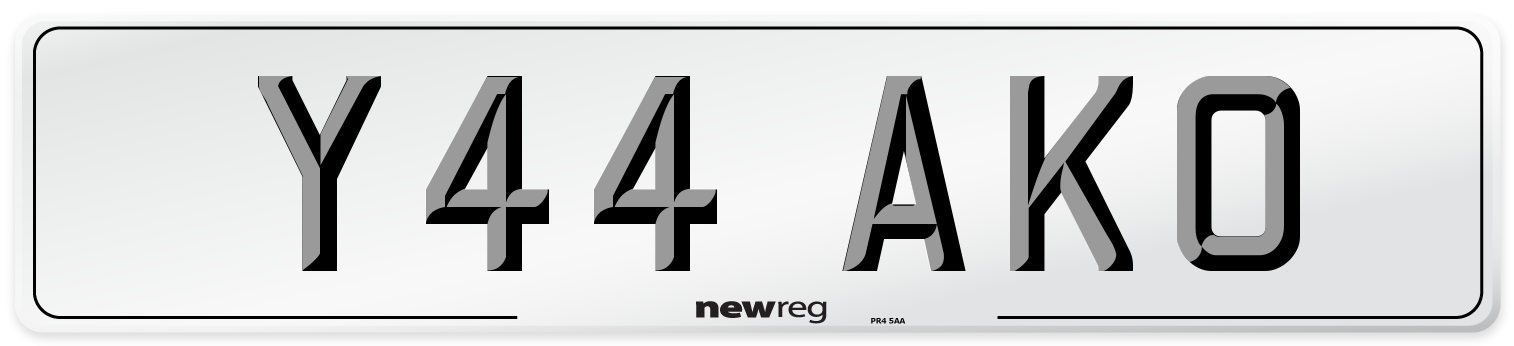 Y44 AKO Number Plate from New Reg